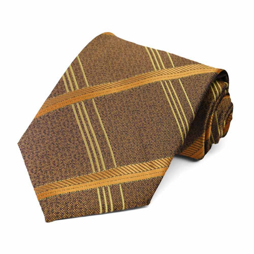 Antique Gold Fresno Plaid Necktie