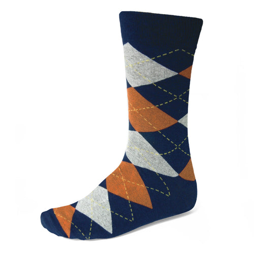 Men's navy blue and burnt orange socks