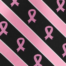 Load image into Gallery viewer, Close-up of a striped pattern featuring black and pink breast cancer awareness ribbons.