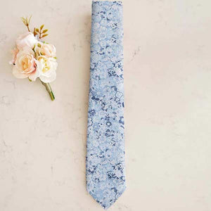Dusty Blue floral wedding tie